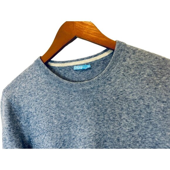 J. McLaughlin Pullover Sweater Heather Blue Cotton Crewneck Old Money Preppy - Picture 3 of 6